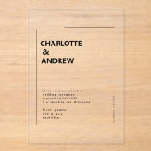 Invitations En Acrylique Minimal, moderne Einladung (Recto)