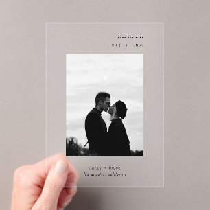Invitations En Acrylique Minimal moderne photo clair mariage Enregistrer la