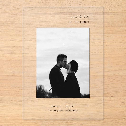 Invitations En Acrylique Minimal moderne photo clair mariage Enregistrer la (Recto)