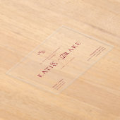 Invitations En Acrylique Minimal Monogram Deep Burgundy Script Wedding (Poser)