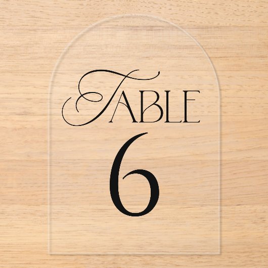 Invitations En Acrylique Minimal Script Wedding Table Number (Recto)