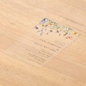 Invitations En Acrylique Minimal Wildflower Wedding (Poser)
