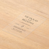Invitations En Acrylique Minimalist Black Modern Classic Wedding (Poser)