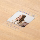 Invitations En Acrylique Minimalist Blue Lines Graduation Photo (Poser)