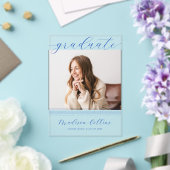 Invitations En Acrylique Minimalist Blue Lines Graduation Photo (Insitu (Mariage))