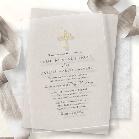 Invitations En Acrylique Minimalist Catholic Mass Wedding