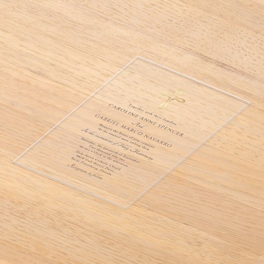 Invitations En Acrylique Minimalist Catholic Mass Wedding (Poser)