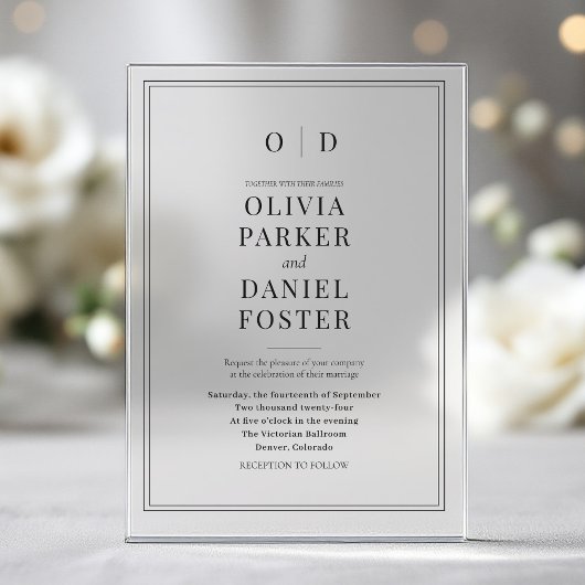 Invitations En Acrylique Minimalist Modern Elegant Wedding