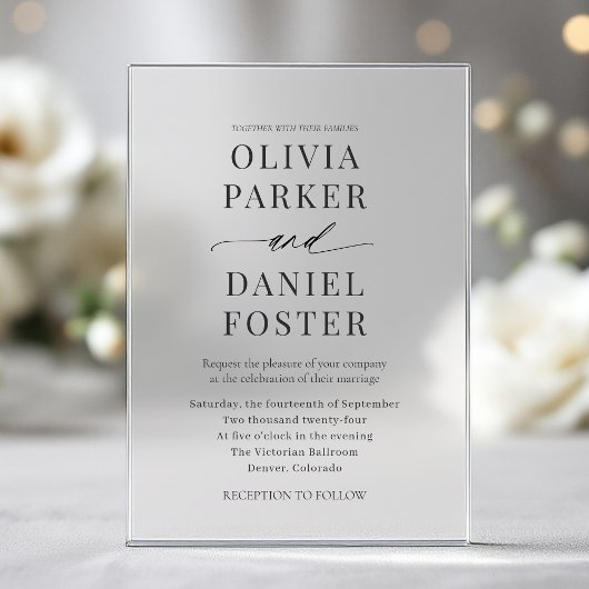 Invitations En Acrylique Minimalist Modern Wedding