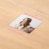 Invitations En Acrylique Minimalist Pink Lines Graduation Photo (Poser)