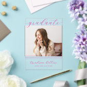 Invitations En Acrylique Minimalist Pink Lines Graduation Photo (Insitu (Mariage))