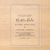 Invitations En Acrylique Minimalist Simple Romantic Classic Spanish Wedding (Recto)