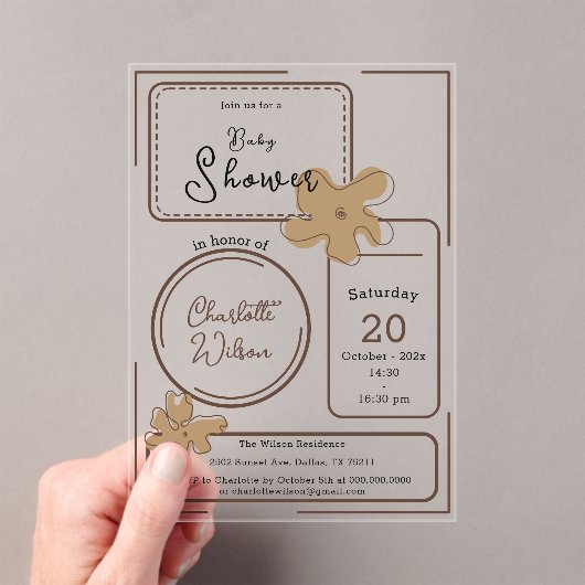 Invitations En Acrylique Minimalist Style Flower Notes Baby Shower (In situ (ordinateur de poche))