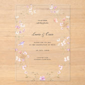 Invitations En Acrylique Minimalist Stylish Flowers Wedding (Recto)