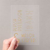 Invitations En Acrylique Minimaliste Elegant Gold Mariage moderne (In situ (ordinateur de poche))
