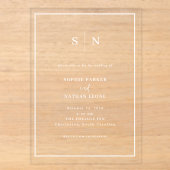 Invitations En Acrylique Minimaliste et Chic | Mariage avec liseré blanc (Recto)