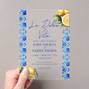 Invitations En Acrylique Minimaliste La Dolce Vita Italien Citron Mariage