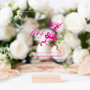 Invitations En Acrylique Minimaliste Martini Chic Magenta Anniversaire