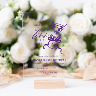 Invitations En Acrylique Minimaliste Martini Chic Violet Anniversaire