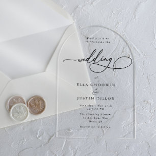 Invitations En Acrylique Minimaliste Simple Écriture Moderne