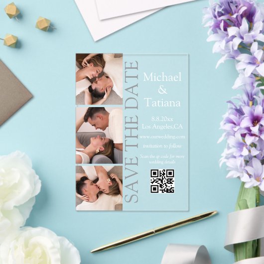 Invitations En Acrylique minimum photobooth 3 photos code qr enregistrer la (Insitu (Mariage))