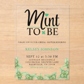 Invitations En Acrylique Mint to Be Mint Leaf Bridal Shower (Recto)