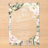 Invitations En Acrylique Mis Quince | Papillon Floral Quinceañera espagnol (Recto)