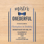 Invitations En Acrylique Mister Onederful Bow Cravate 1er anniversaire (Recto)