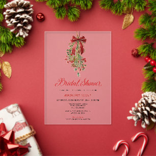 Invitations En Acrylique Mistletoe Noël Fête de Mariage de la Mariée