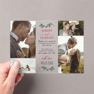 Invitations En Acrylique Mistletoe verte rouge Joyeux Noël marié