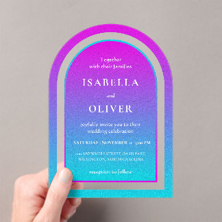 Invitations En Acrylique Misty rose and light sky blue gradient wedding