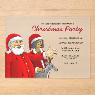 Invitations En Acrylique Mme Santa et la fête de Noël du Père Noël