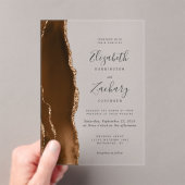 Invitations En Acrylique Mocha Brown Gold Agate Mariage (In situ (ordinateur de poche))