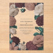 Invitations En Acrylique Mocha Plum, Berry Clay & Silk Taupe Wedding (Recto)