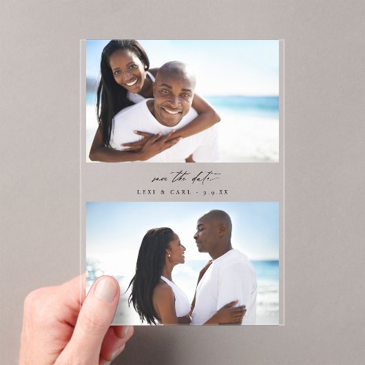 Invitations En Acrylique MOD H Duo Photo Enregistrer la date (In situ (ordinateur de poche))