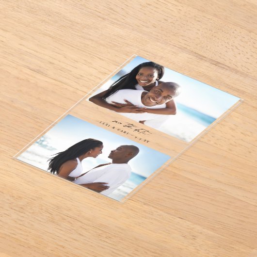 Invitations En Acrylique MOD H Duo Photo Enregistrer la date (Poser)
