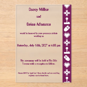 Invitations En Acrylique Mode multijoueur dans un mariage acrylique vinyle