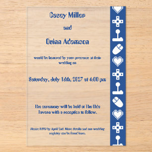 Invitations En Acrylique Mode multijoueur en mariage en acrylique bleu