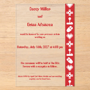 Invitations En Acrylique Mode multijoueur en mariage en acrylique cerise