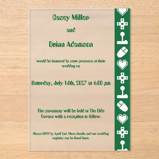 Invitations En Acrylique Mode multijoueur en mariage en acrylique vert (Recto)