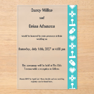 Invitations En Acrylique Mode multijoueur en turquoise Acrylique Mariage