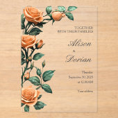 Invitations En Acrylique Modern Apricot Orange Rose Floral Acrylic Wedding (Recto)