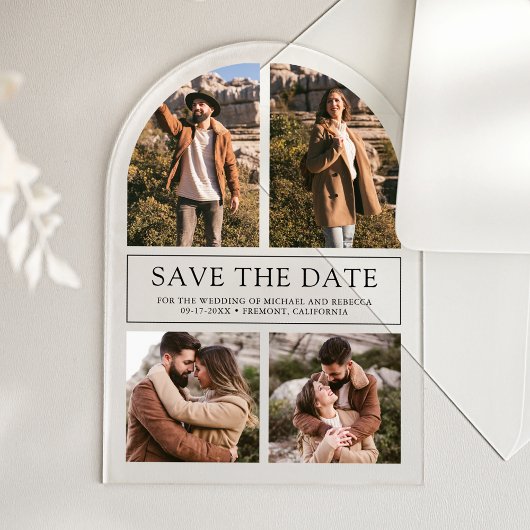 Invitations En Acrylique Modern Arch Photo Collage Wedding Save the Date