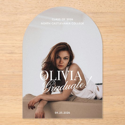 Invitations En Acrylique Modern Arch Typography Script Grad Announcement (Recto)