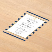 Invitations En Acrylique Modern Bar Mitzvah Navy Blue Stripe Gold (Poser)