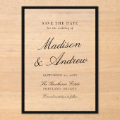 Invitations En Acrylique Modern Black Border Wedding Save the Date (Recto)