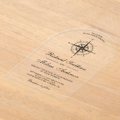 Invitations En Acrylique Modern Black Nautical Compass Wedding (Poser)