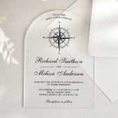 Invitations En Acrylique Modern Black Nautical Compass Wedding