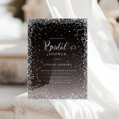 Invitations En Acrylique Modern Black Silver Glitter Bridal Shower 