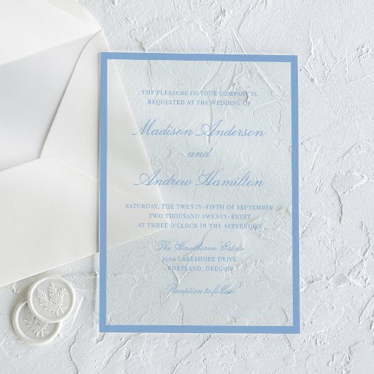 Invitations En Acrylique Modern Blue Border Wedding